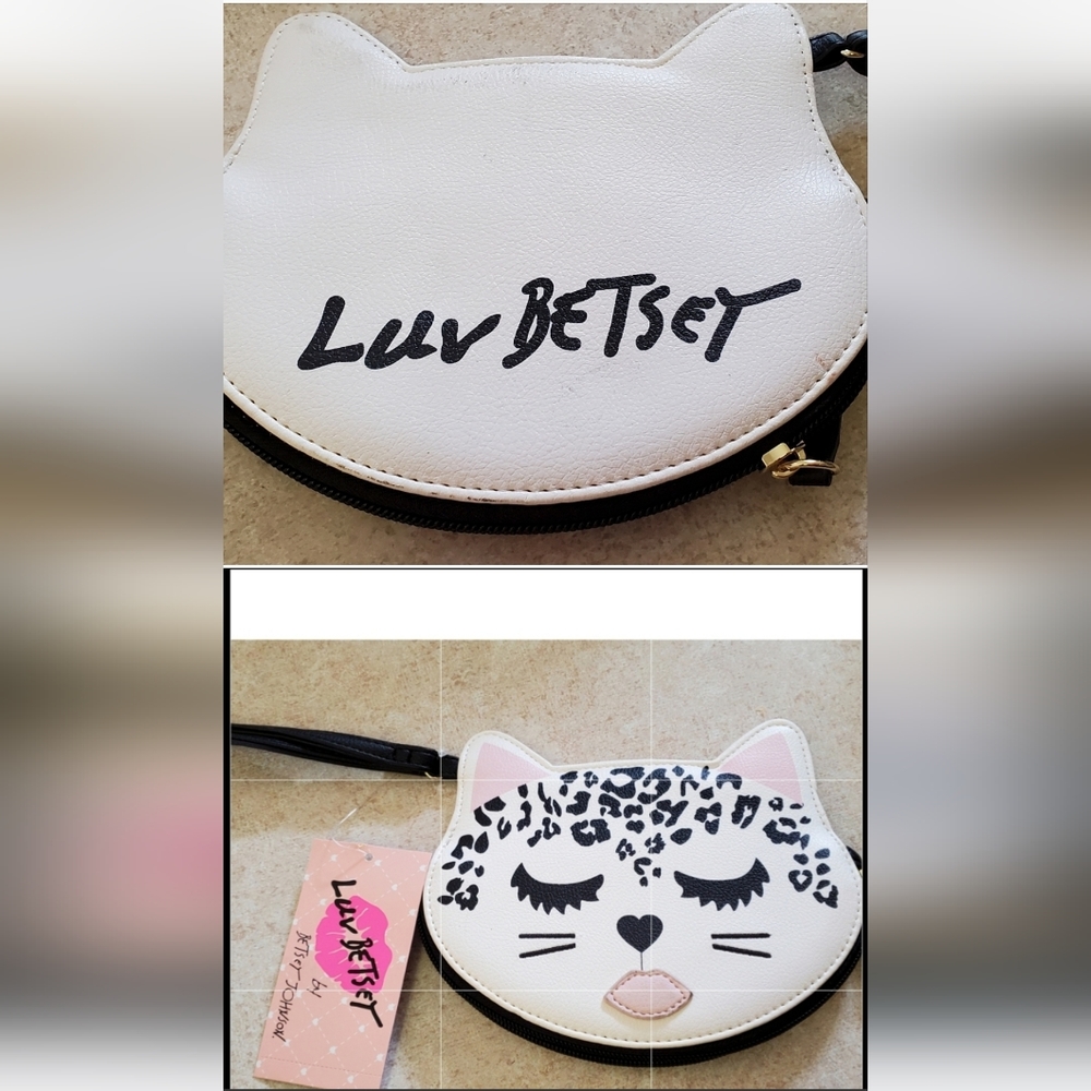 New Betsey Johnson Leopard Cat Coin Purse